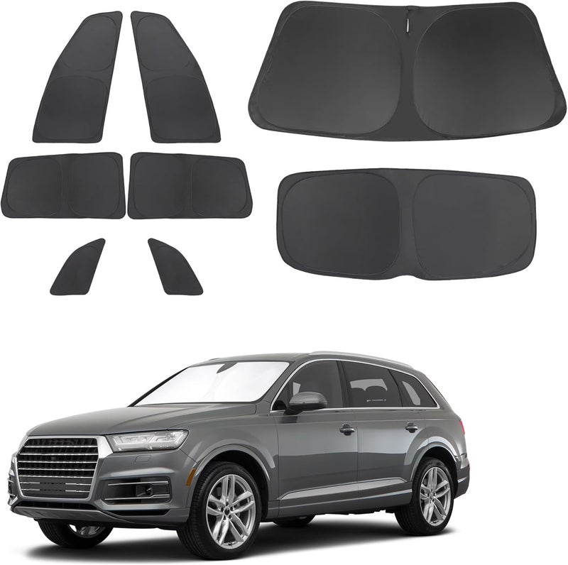 TINGLU Window Shades for Audi Q7 2007-2015 Accessories Car Side Full Windows Rear Triangular Windshield Sun Shade Sun UV Rays & Privacy Protection for Camping,Napping,Relaxing 8PCS - Image 1